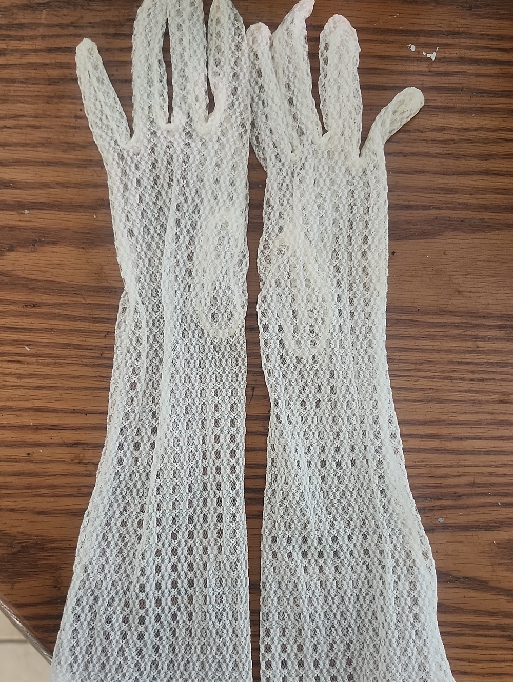 Vtg Women's Cream Lace Opera Gloves - Elegant Long Gloves